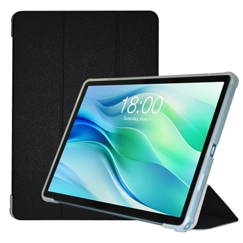 Haofun Hülle Kompatibel mit TECLAST P50/P50S, Ultra Dünn PU, Schlanke und leichte Flip Case Klappbar, Rückseite Abdeckung Klappständer, Schlanke Schutzhülle mit Auto Schlaf/Aufwach, Schwarz von Haofun