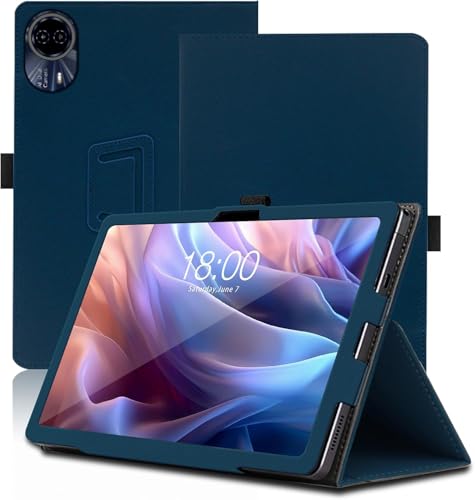 Haofun Hülle Kompatibel mit TECLAST T65 Max, Ultra Dünn PU, Schlanke und leichte Flip Case Klappbar, Rückseite Abdeckung Klappständer, Schutzhülle mit Handschlaufe, Blau von Haofun