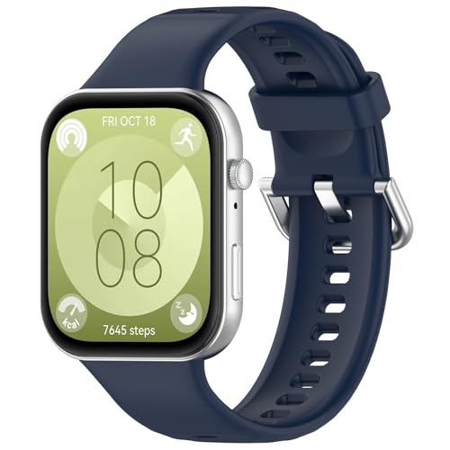 Haofun Silikon Sport Armbänder Kompatibel mit Huawei Watch Fit 4/4 pro/ 3 für Damen Herren, Edelstahl Schnalle, Atmungsaktives Weiches Silikon ErsatzArmband - Mitternachtsblau Haofun Silikon Sport Armbänder Kompatibel mit Huawei Watch Fit 4/4 pro/ 3 für Damen Herren, Edelstahl Schnalle, Atmungsaktives Weiches Silikon ErsatzArmband - Mitternachtsblau von Haofun