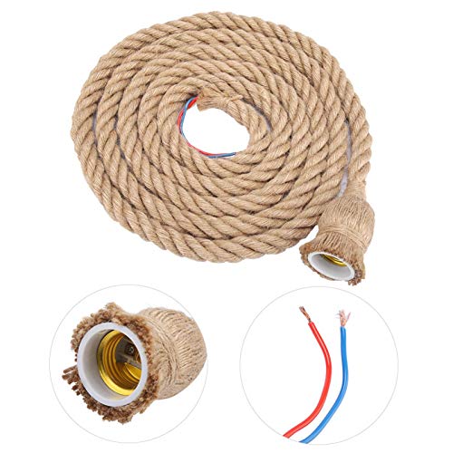 2m E27 Vintage Hanfseil Deckenleuchte Sockel Pendelleuchte Lampenfassung 85-265V(1 Holder) von Haofy