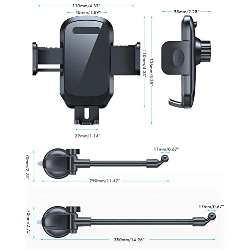 Haofy Automontierhalter Strong Saugnapfstech für das Dashboard Windschutzscheibe für LKW -SUV (L005Lverlängert+m013grau) von Haofy