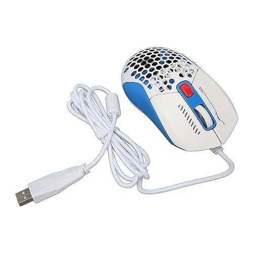 Haofy Kabelgebundene Maus, Einstellbare DPI, Plug-and-Play-Computermäuse, Programmierbare Tasten, Ergonomisches RGB-Hintergrundbeleuchtung, 4,9 Fuß Langes Kabel für Reisen (Weiß Blau) von Haofy