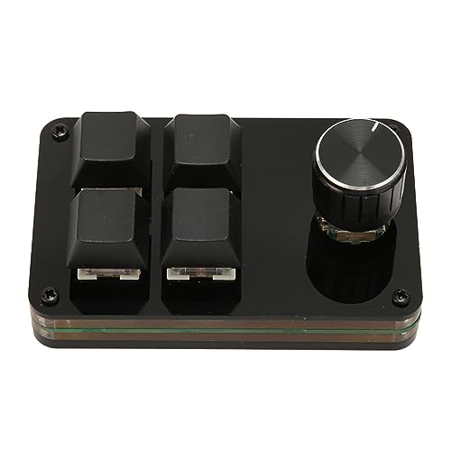 Haofy Makro-Mechanische Tastatur, Anpassbare Makroprogrammierung, Kabelverbindung, Blauer Schalter, -4-Tasten-Tastatur mit Knopf für Spiele von Haofy