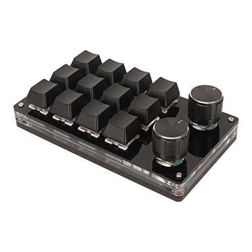 Haofy Mechanische Tastatur, 2-Tasten-12-Tasten-Minitastatur für PC-Kabelverbindung (Schwarz) von Haofy