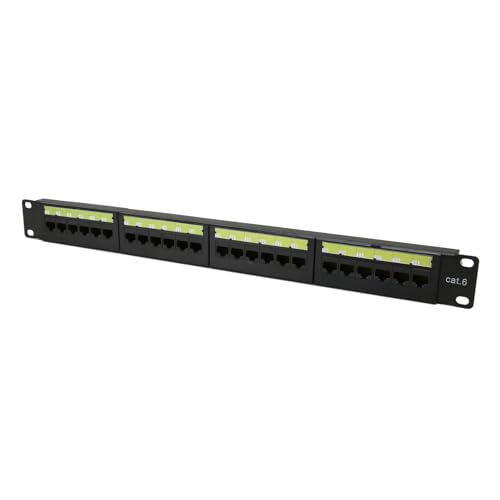Haofy Netzwerk-Patchpanel, Verbesserung der Effizienz, 24 Ports, Unterstützt CAT6 Ethernet 10G Netzwerk-Patchpanel für Standard-19-Zoll-Schränke für Büro von Haofy