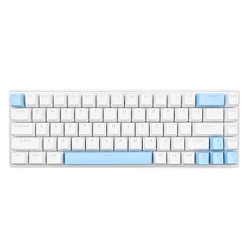 Haofy RGB-Tastatur mit Hintergrundbeleuchtung, Ergonomische Mechanische Tastatur, 68 Tasten, Plug-and-Play, Tragbar, Kompakt, mit Blauem Schalter für -Laptops (Weiß Blau) von Haofy