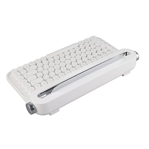 Haofy Schreibmaschinentastatur, 33 Fuß Abstand, Vintage-Tastatur, 86 Tasten, Runde Tastenkappen, Niedlich, für für IOS für Tablet-Laptop-Computer (Weiß) von Haofy