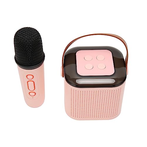 Karaoke-Maschine, Stereo-RGB-Licht, Elegantes Kabelloses Lautsprecher-Mikrofon-Set für Telefon für Reisen (Rosa) von Haofy