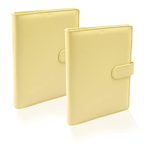 2 Stück A6 PU-Leder-Notizbuch, nachfüllbare Papierbinder, lose Blätter, persönlicher Planer mit magnetischer Schnalle (A6 gelb) von Haohai