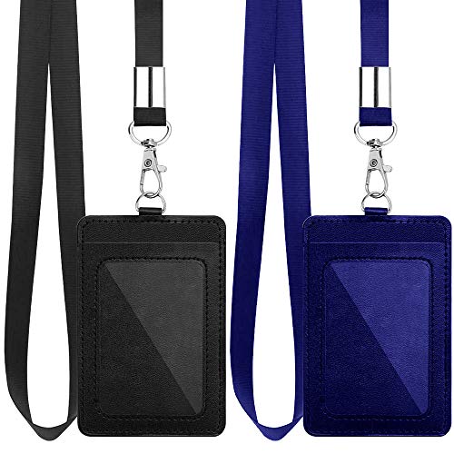 2 Stück Ausweishalter Leder Doppelseitig, Vertikale Doppelseitiger Ausweishülle Pu Leder, Ausweishülle Doppelseitig Leder, Id Kartenhalter Mit Band, Kartenhalter ID Card Holder Mit von Haohai