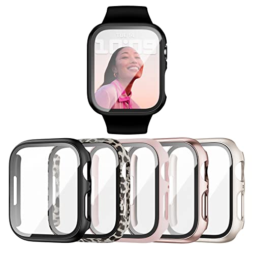 Haojavo 5 Stück Schutzhülle für Apple Watch Series 3/2/1 42mm mit Displayschutzfolie aus gehärtetem Glas, iWatch Hülle Mit Glas Displayschutz, Hard PC Schutzhülle für iWatch-Zubehör von Haojavo