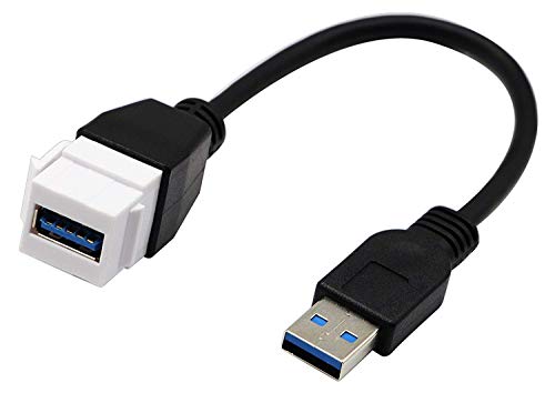 Haokiang USB 3.0 Keystone Jack Inserts Kabel, USB 3.0 A Buchse auf USB A 3.0 Stecker Keystone Einsatz Wandplatte Outlet Panel Adapter Anschlusskabel - 20 cm (USB 3.0 M/F) von Haokiang