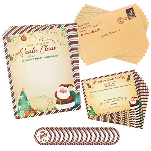 Haooryx 40pcs Offizielle Briefpostkarte an den Weihnachtsmann Schreibset Weinlese Weihnachtsmann Weihnachten Papierkarten für Urlaubsgrüße Verbrauchsmaterialien Weihnachtswunschliste Party Zubehör von Haooryx