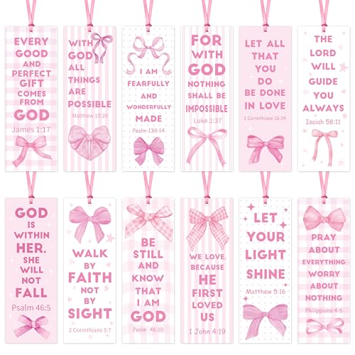 Haooryx Lesezeichen mit Bibelvers in Kokette mit rosa Schleifen, 120 Stück, rosa, religiöses Lesezeichen, Vintage, christlicher Seitenmarker, Pride Day, Geschenkanhänger für LGBTQ-Buchliebhaber Haooryx Lesezeichen mit Bibelvers in Kokette mit rosa Schleifen, 120 Stück, rosa, religiöses Lesezeichen, Vintage, christlicher Seitenmarker, Pride Day, Geschenkanhänger für LGBTQ-Buchliebhaber von Haooryx