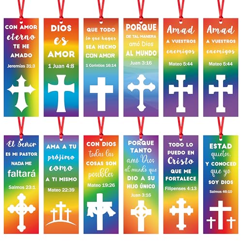 Haooryx Spanisches christliches Lesezeichen – 120 Stück, Jesus liebt mich, Bibelvers, Lesezeichen, Stolz Tag, Regenbogen-Seitenmarker, LGBTQ, Geschenkanhänger für Buchliebhaber, Geschenk, religiöse Haooryx Spanisches christliches Lesezeichen – 120 Stück, Jesus liebt mich, Bibelvers, Lesezeichen, Stolz Tag, Regenbogen-Seitenmarker, LGBTQ, Geschenkanhänger für Buchliebhaber, Geschenk, religiöse von Haooryx