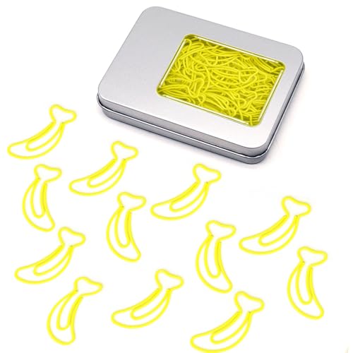 Haowuliao 60 gelbe Bananen-Büroklammern, Lesezeichen, Geschenk für Bananenliebhaber, Obstladenbesitzer von Haowuliao