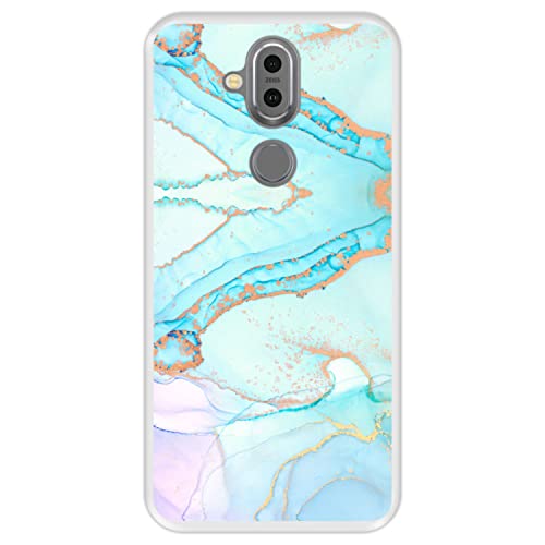 Hapdey Store Silikon Hülle für Nokia X7-7.1 Plus - 8.1, Marmor, Modell 4, Transparenz Flexibles TPU von Hapdey Store