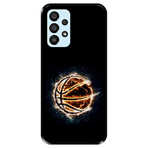 Hapdey Store Silikon Hülle für Samsung Galaxy A33 5G, Basketball, Zeichnung 5, Schwarze Flexibles TPU von Hapdey Store