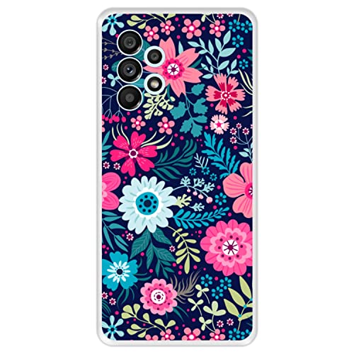 Hapdey Store Silikon Hülle für Samsung Galaxy A53 5G, Mehrfarbenblumenmuster, Transparenz Flexibles TPU von Hapdey Store