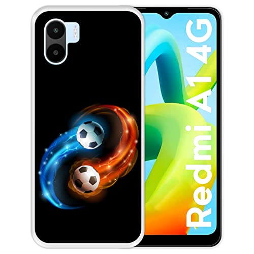 Hapdey Store Silikon Hülle für Xiaomi Redmi A1 4G, Abstrakt, Feuer und Wasser, Fußball, Transparenz Flexibles TPU von Hapdey Store