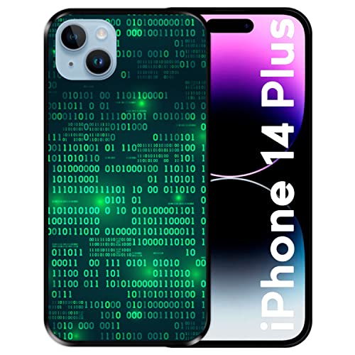 Silikon Hülle für Apple iPhone 14 Plus, Digitale Matrix, Schwarze Flexibles TPU von Hapdey Store