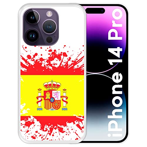 Silikon Hülle für Apple iPhone 14 Pro, Illustrationssymbol 1, Flagge von Spanien, Transparenz Flexibles TPU von Hapdey Store