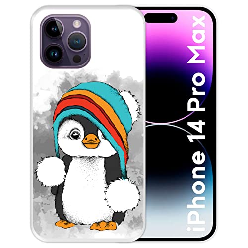 Silikon Hülle für Apple iPhone 14 Pro Max, Baby Pinguin, Winter, Transparenz Flexibles TPU von Hapdey Store