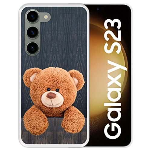 Silikon Hülle für Samsung Galaxy S23, Netter Teddybär hinter einem Zaun, Transparenz Flexibles TPU von Hapdey Store