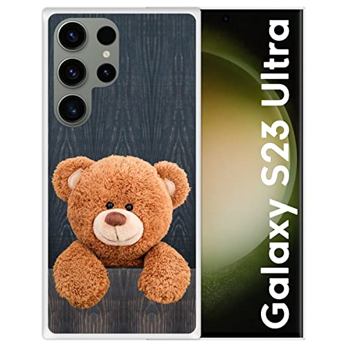 Silikon Hülle für Samsung Galaxy S23 Ultra, Netter Teddybär hinter einem Zaun, Transparenz Flexibles TPU von Hapdey Store