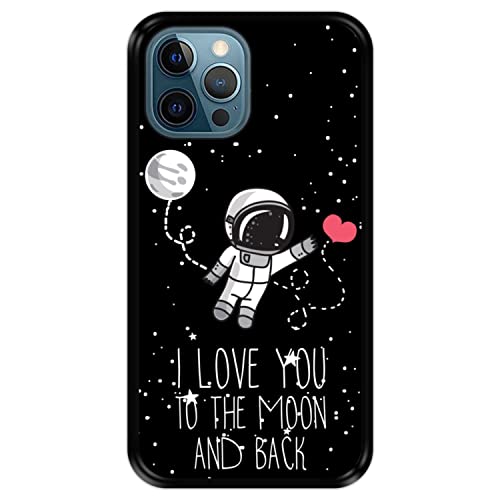 Hapdey Schutzhülle für Apple iPhone 12 Pro Max, Motiv [Astronauta, Love You To The Moon and Back], Silikon, flexibel, TPU von Hapdey