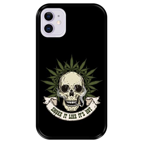 Hapdey silikon Hülle für [ Apple iPhone 11 ] Design [ Schädel mit Marihuana, Smoke it Like It's hot ] Schwarze Flexibles TPU von Hapdey