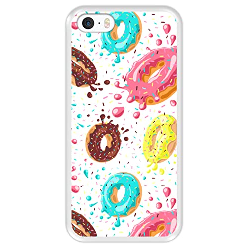 Hapdey silikon Hülle für [ Apple iPhone 5 5S SE ] Design [ Muster von Donuts mit Schokolade und farbigen Streuseln ] Transparenz Flexibles TPU von Hapdey