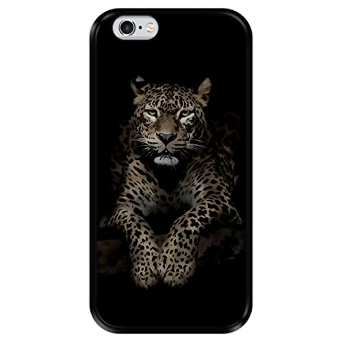 Hapdey silikon Hülle für [ Apple iPhone 6 6S ] Design [ Leopard beobachtet die Beute ] Schwarze Flexibles TPU von Hapdey