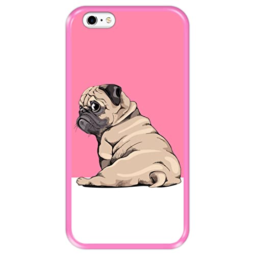 Hapdey silikon Hülle für [ Apple iPhone 6 Plus - 6S Plus ] Design [ Beige Mops Welpen posieren 3 ] Rosa Flexibles TPU von Hapdey