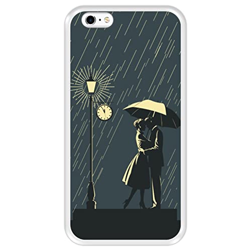 Hapdey silikon Hülle für [ Apple iPhone 6 Plus - 6S Plus ] Design [ Romantisch - Liebespaar im Regen ] Transparenz Flexibles TPU von Hapdey