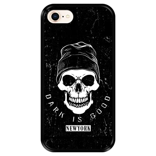 Hapdey silikon Hülle für [ Apple iPhone 7-8 - SE 2020 ] Design [ Schädel - Dark is Good ] Schwarze Flexibles TPU von Hapdey