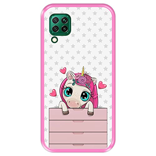 Hapdey silikon Hülle für [ Huawei P40 Lite ] Design [ Einhorn, magischer Schrank ] Rosa Flexibles TPU von Hapdey