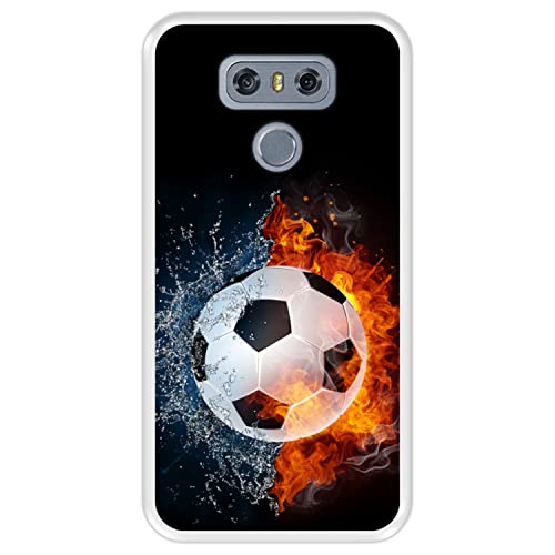 Hapdey silikon Hülle für [ LG G6 ] Design [ Feuer und Wasser, Fußball ] Transparenz Flexibles TPU von Hapdey