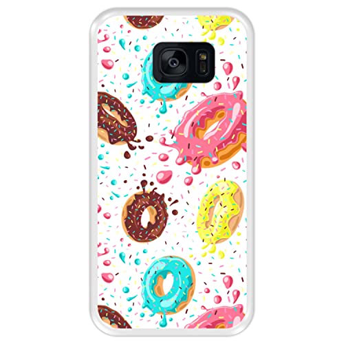 Hapdey silikon Hülle für [ Samsung Galaxy S7 Edge ] Design [ Muster von Donuts mit Schokolade und farbigen Streuseln ] Transparenz Flexibles TPU von Hapdey