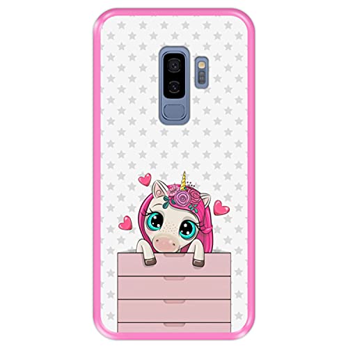 Hapdey silikon Hülle für [ Samsung Galaxy S9+ - S9 Plus ] Design [ Einhorn, magischer Schrank ] Rosa Flexibles TPU von Hapdey