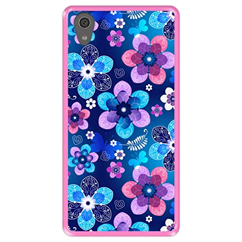 Hapdey silikon Hülle für [ Sony Xperia XA1 Plus ] Design [ Frühlingsblumenmuster ] Rosa Flexibles TPU von Hapdey