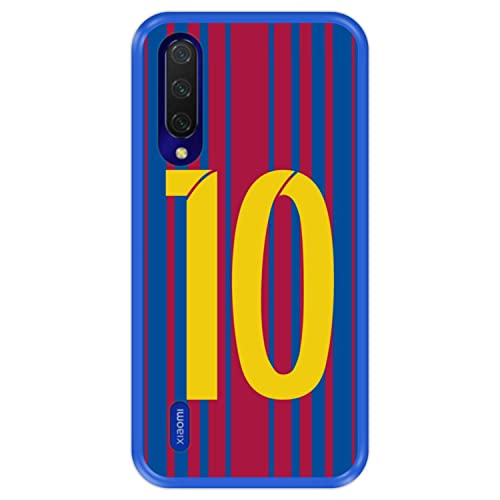 Hapdey silikon Hülle für [ Xiaomi Mi 9 Lite ] Design [ Fußballillustration, Nr. 10 ] Blau Flexibles TPU von Hapdey