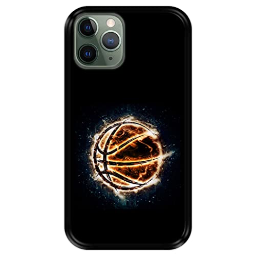 Silikon Hülle für Apple iPhone 11 Pro, Basketball, Zeichnung 5, Schwarze Flexibles TPU von Hapdey