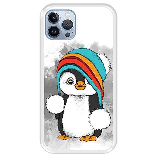 Silikon Hülle für Apple iPhone 13-13 Pro, Baby Pinguin, Winter, Transparenz Flexibles TPU von Hapdey