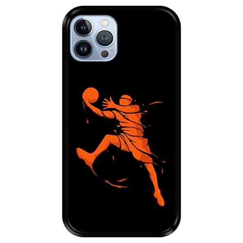 Silikon Hülle für Apple iPhone 13-13 Pro, Basketball, Zeichnung 1, Schwarze Flexibles TPU von Hapdey