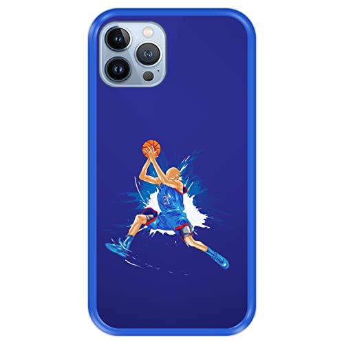 Silikon Hülle für Apple iPhone 13-13 Pro, Basketball, Zeichnung 2, Blau Flexibles TPU von Hapdey