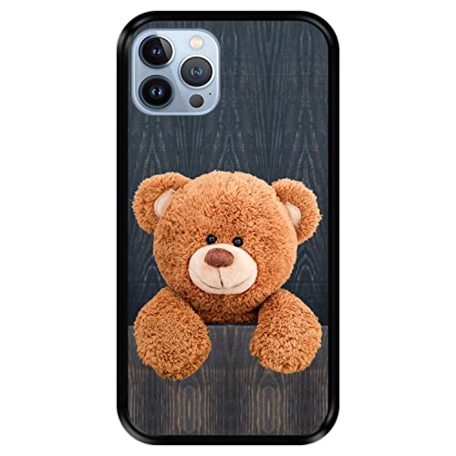 Silikon Hülle für Apple iPhone 13-13 Pro, Netter Teddybär hinter einem Zaun, Schwarze Flexibles TPU von Hapdey