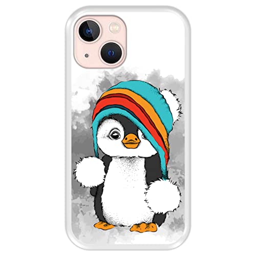 Silikon Hülle für Apple iPhone 13 Mini, Baby Pinguin, Winter, Transparenz Flexibles TPU von Hapdey
