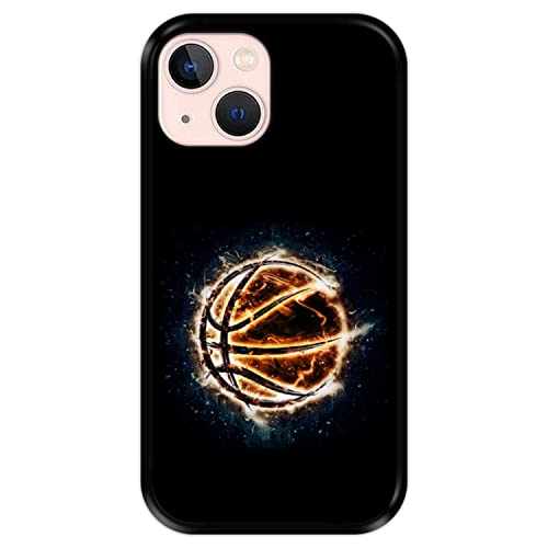Silikon Hülle für Apple iPhone 13 Mini, Basketball, Zeichnung 5, Schwarze Flexibles TPU von Hapdey