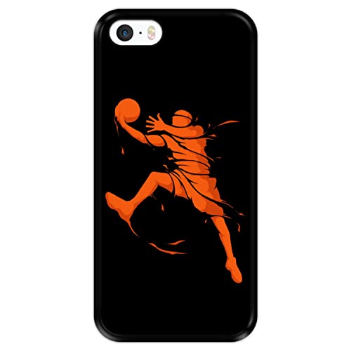 Silikon Hülle für Apple iPhone 5 5S SE, Basketball, Zeichnung 1, Schwarze Flexibles TPU von Hapdey